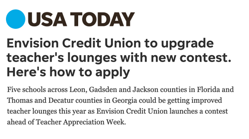 Envision Credit Union featured in USA Today